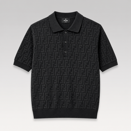 Jacquard Monogram Knit Polo Shirt