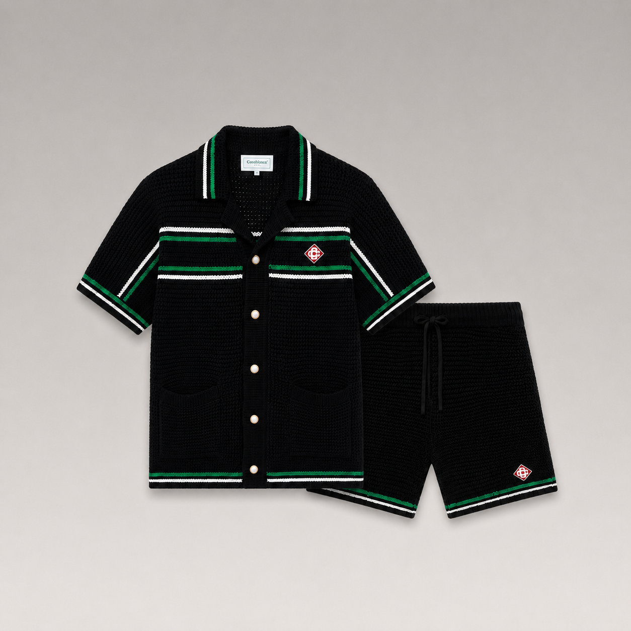 Tennis Short Sleeve Crochet Shirt-Shorts Set
