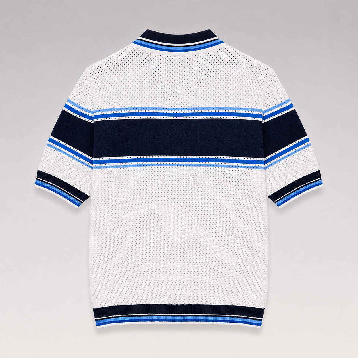 Striped Mesh Short Sleeve Polo Shirt