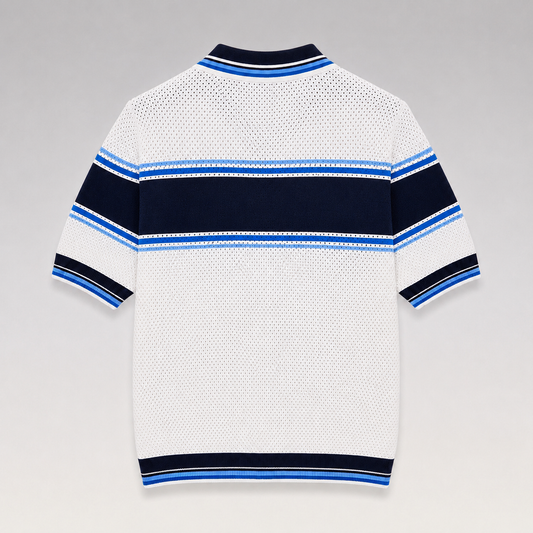 Striped Mesh Short Sleeve Polo Shirt