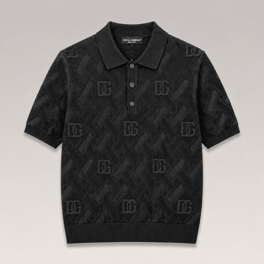Logo-Jacquard Knit Polo Shirt