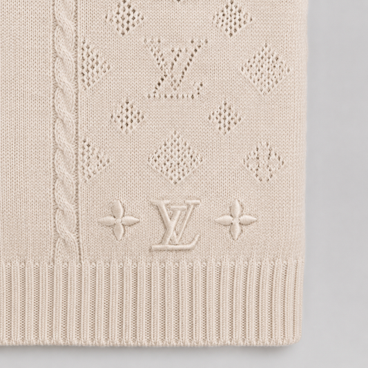 Pointelle Knit Long-Sleeved Crewneck Sweater