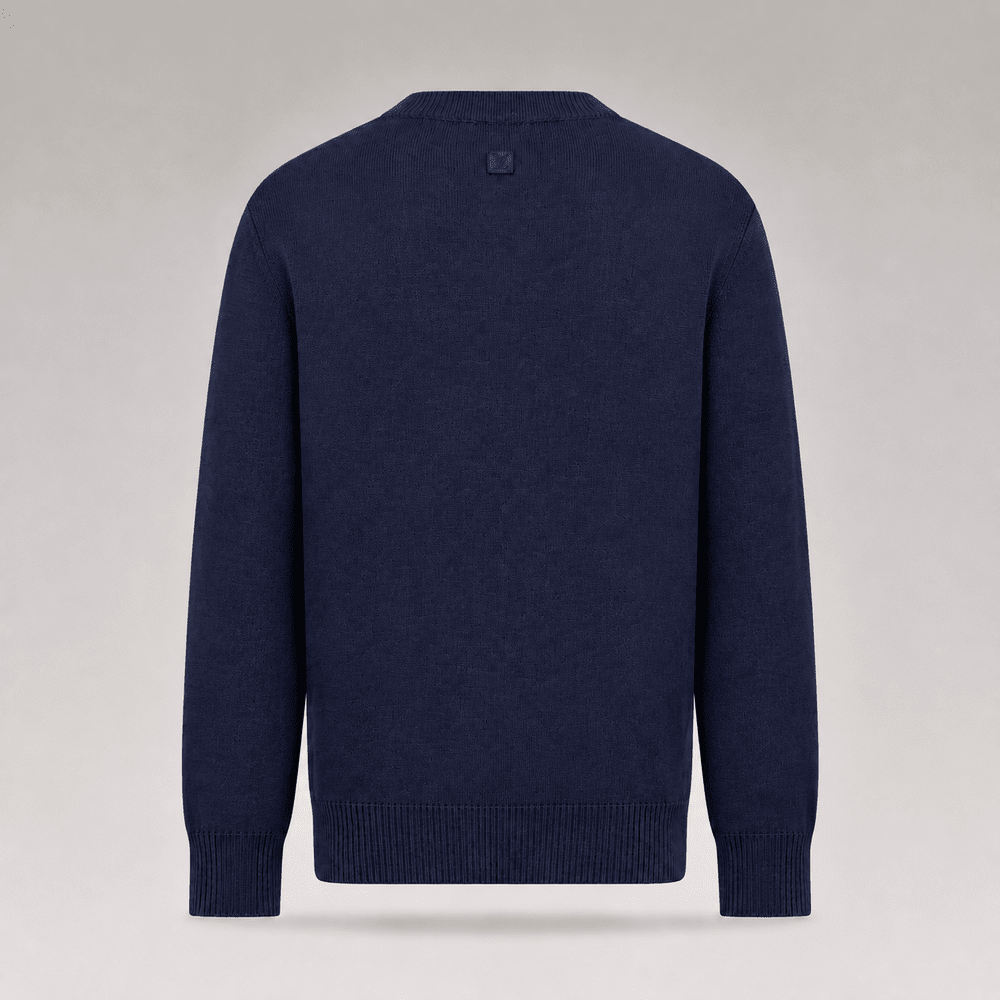 Pointelle Knit Long-Sleeved Crewneck Sweater