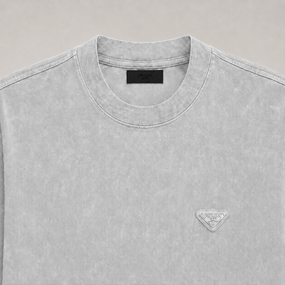 Washed Effect Metal Triangle Logo T-shirt