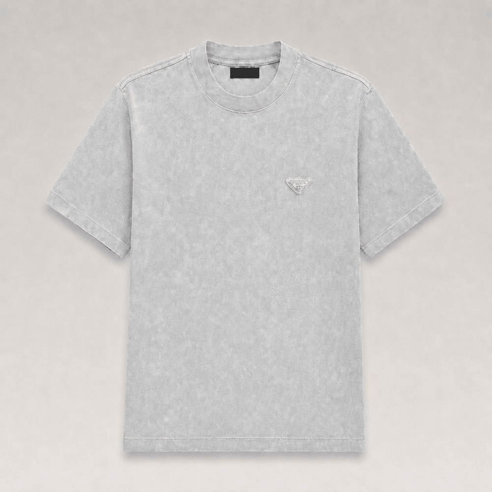 Washed Effect Metal Triangle Logo T-shirt