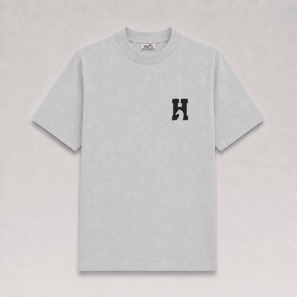 "H Logo" T-shirt With Leather Detail