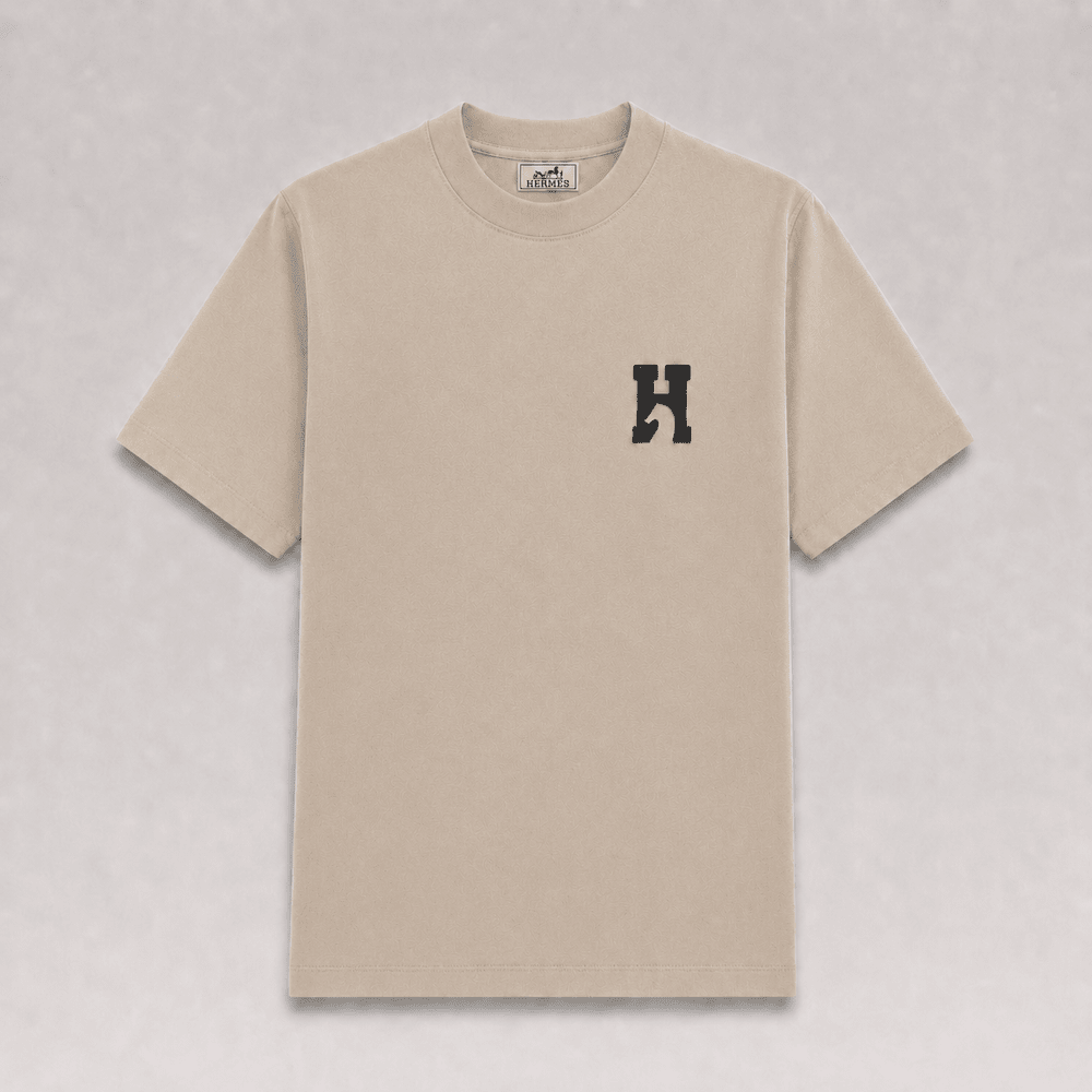 "H Logo" T-shirt With Leather Detail