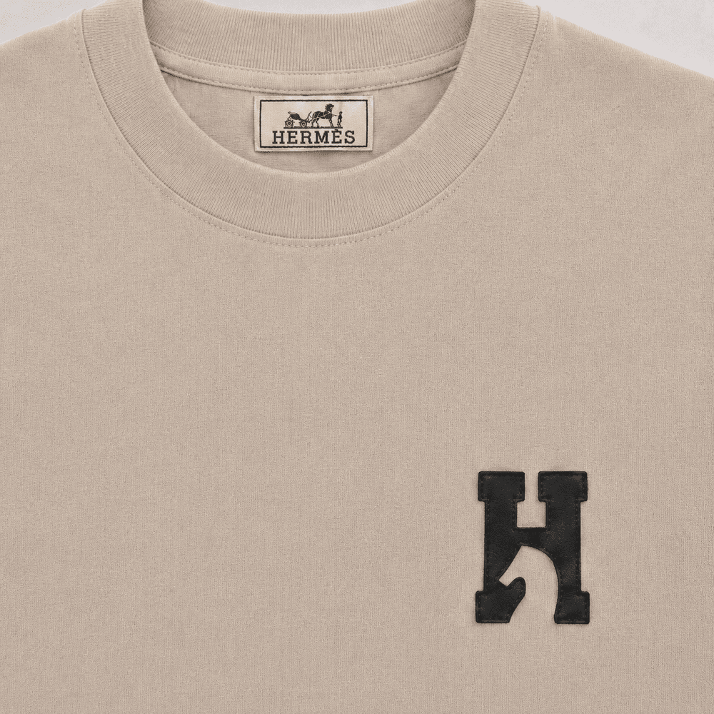 "H Logo" T-shirt With Leather Detail