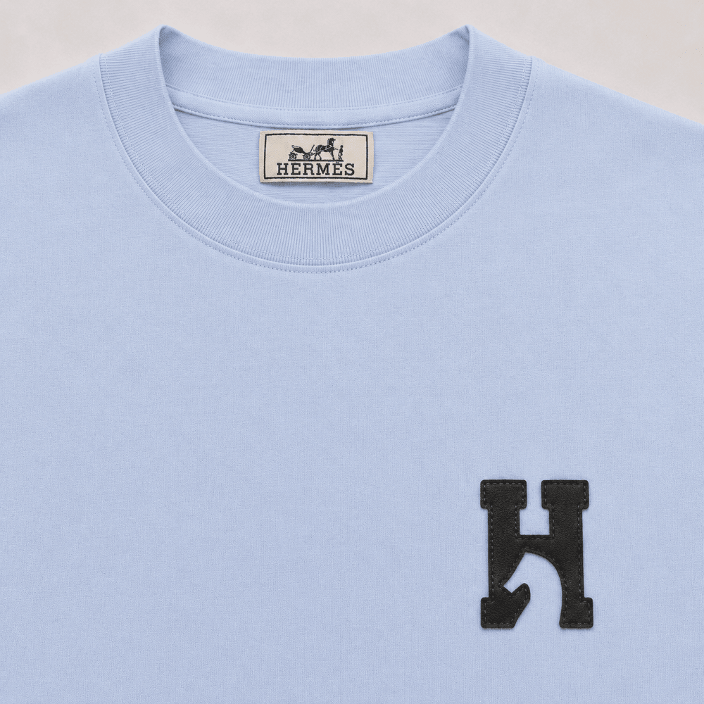 "H Logo" T-shirt With Leather Detail