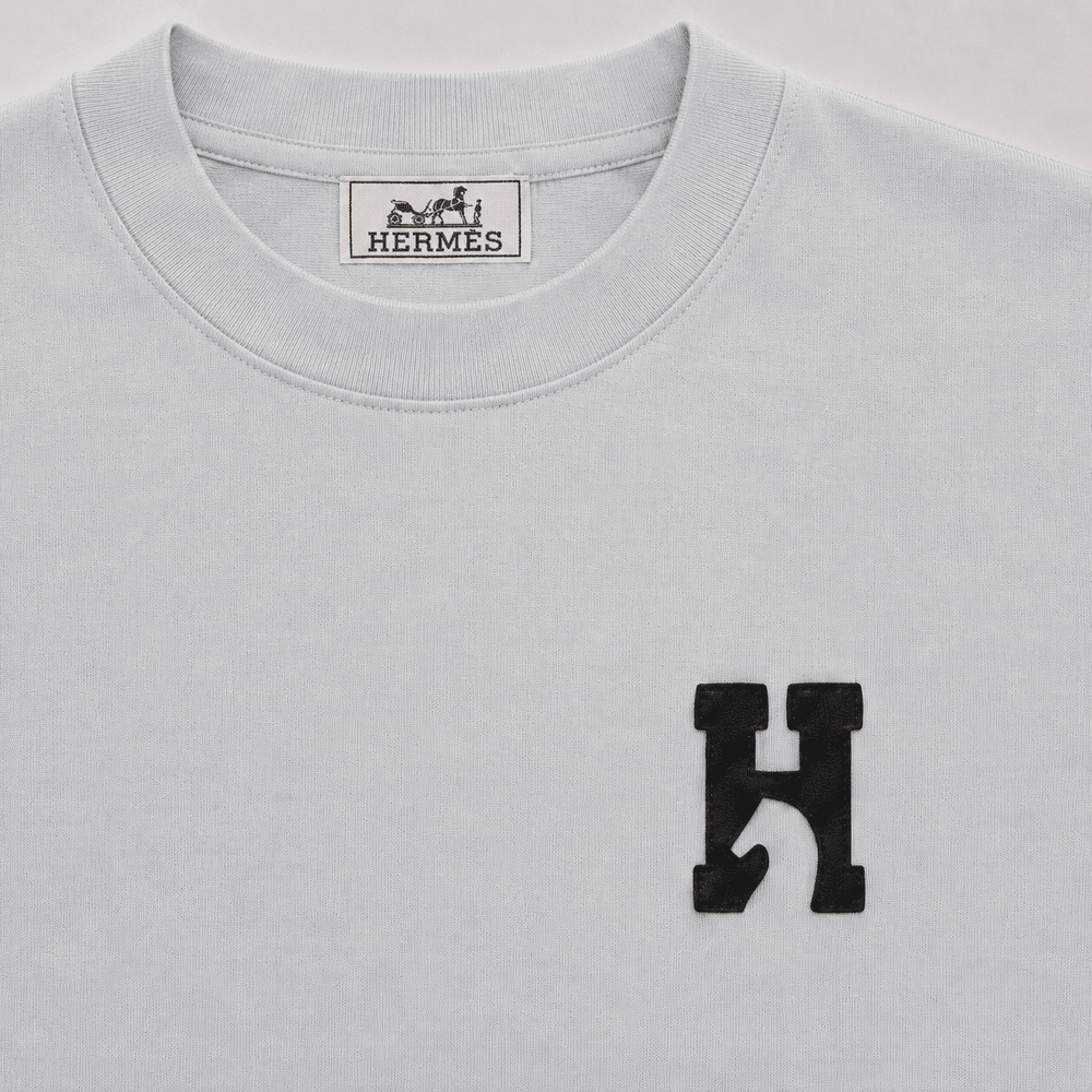 "H Logo" T-shirt With Leather Detail