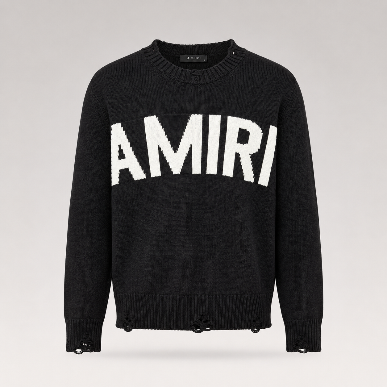 Logo Distressed Knit Sweater