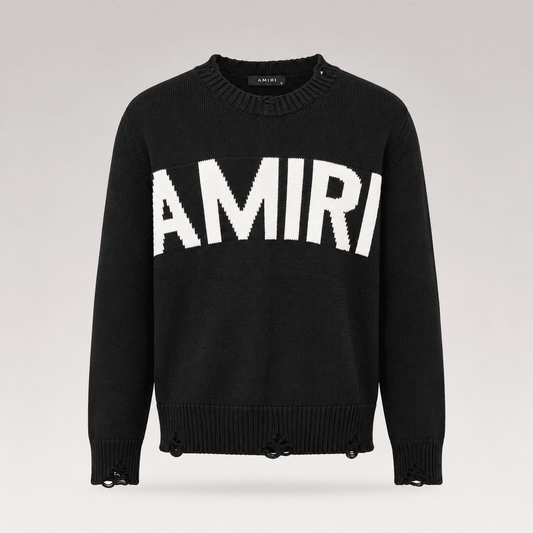Logo Distressed Knit Sweater