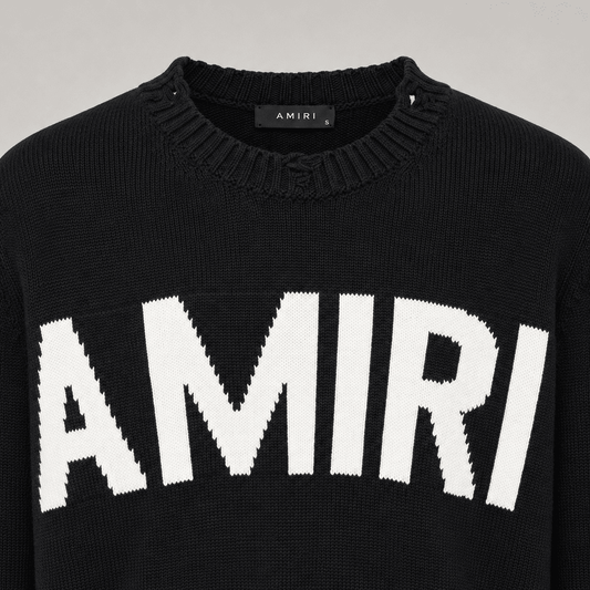 Logo Distressed Knit Sweater