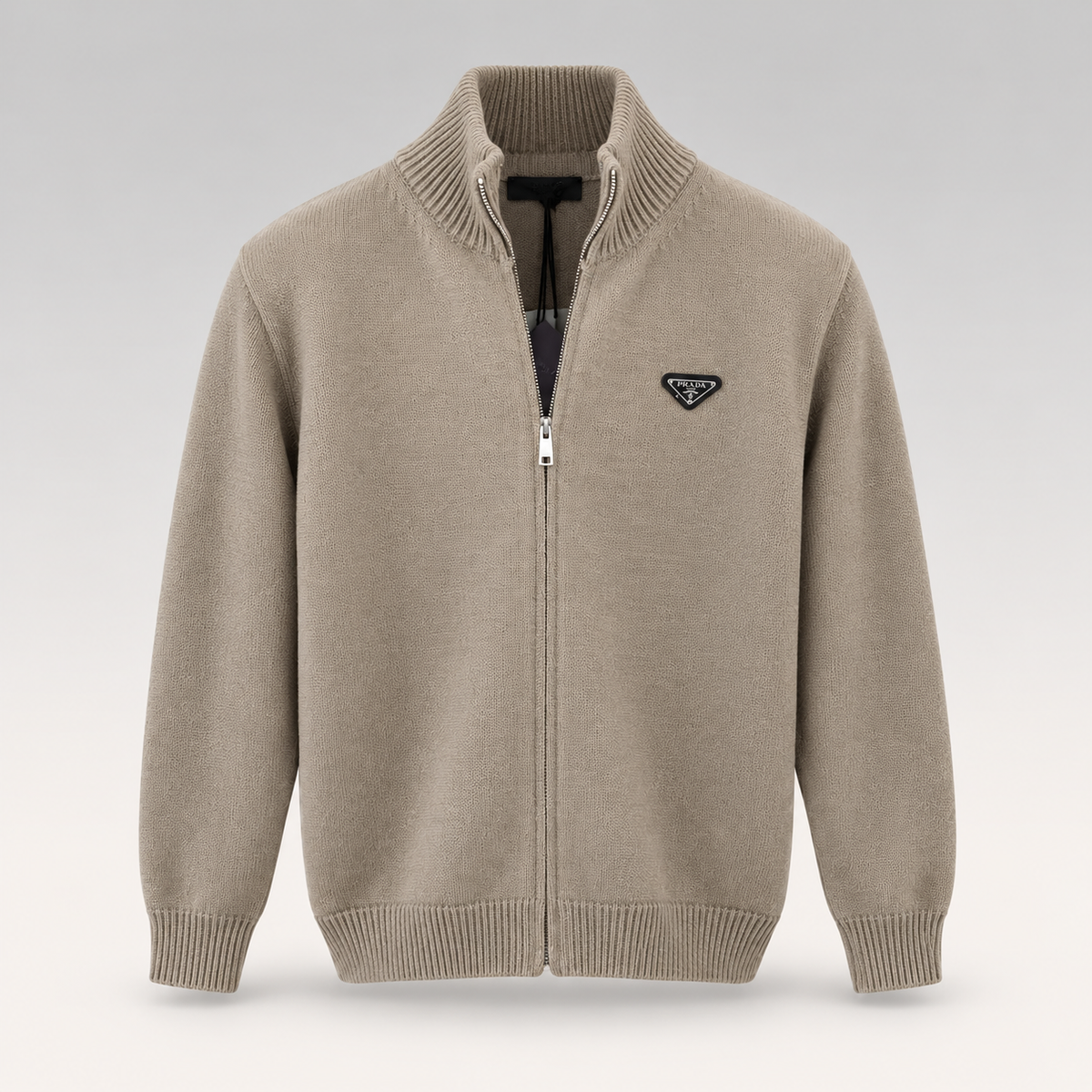 Metal Triangle Logo Zip-Up Cardigan