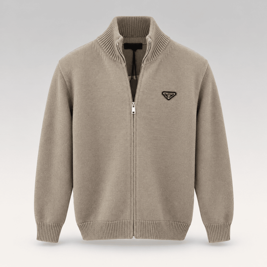Metal Triangle Logo Zip-Up Cardigan