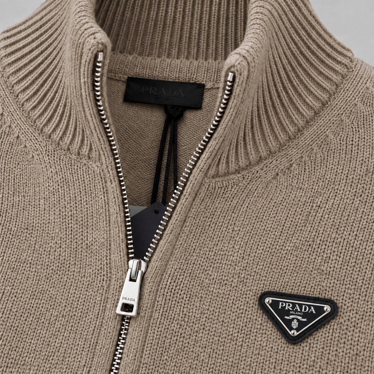 Metal Triangle Logo Zip-Up Cardigan