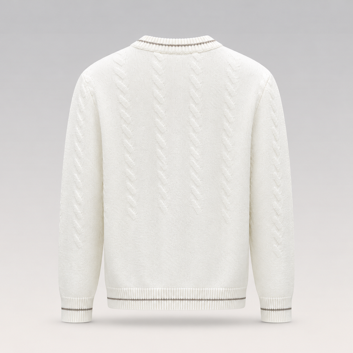 Long-Sleeved Cable Knit Crewneck Sweater