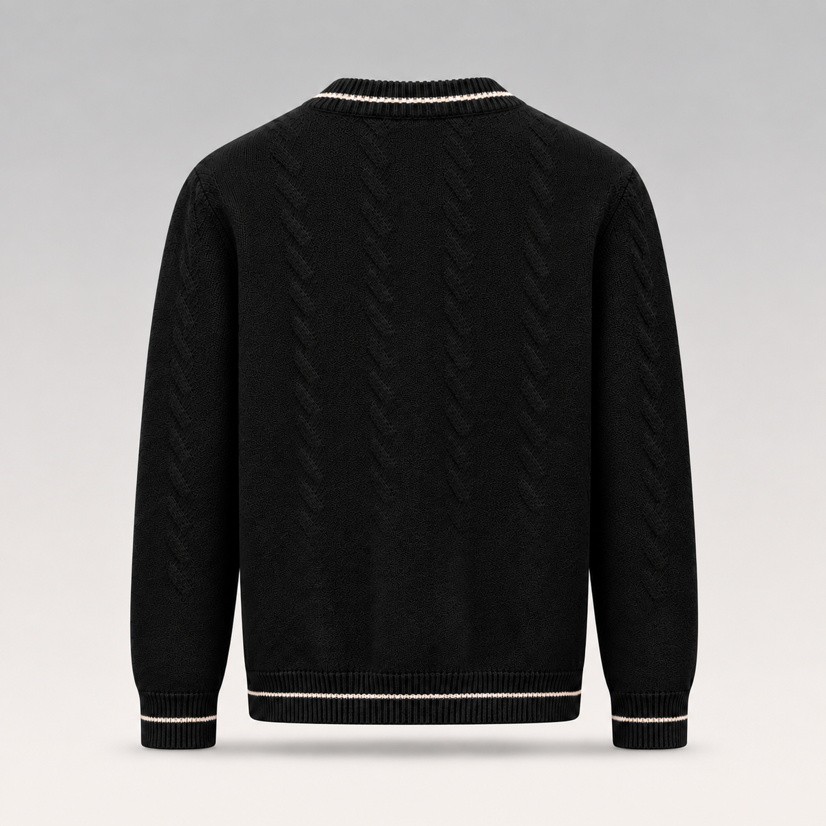 Long-Sleeved Cable Knit Crewneck Sweater