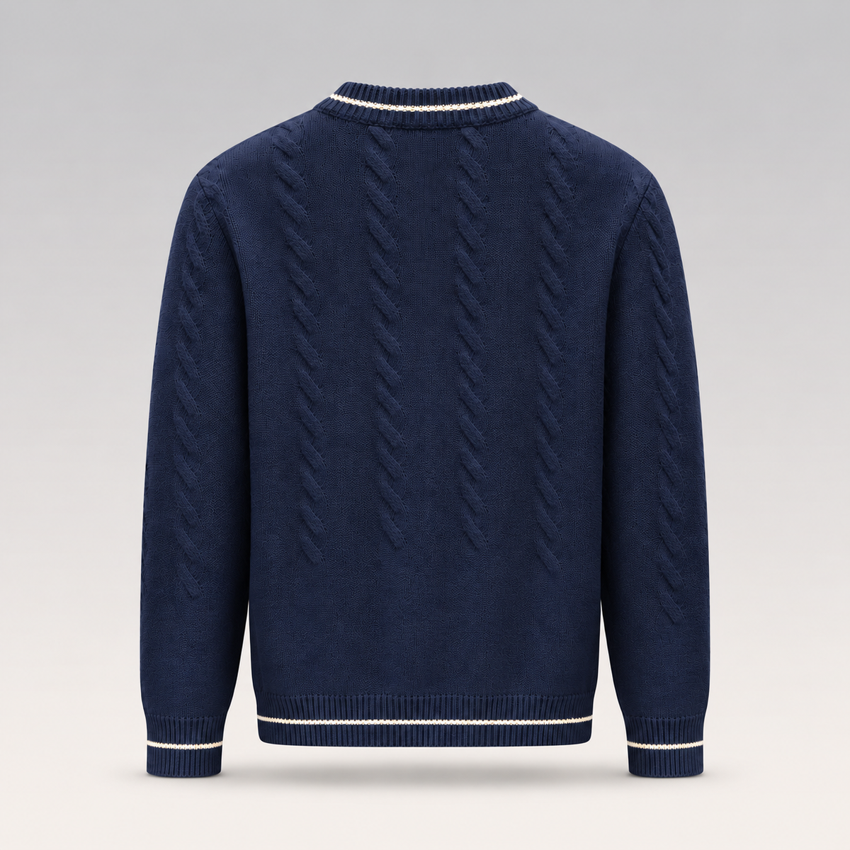 Long-Sleeved Cable Knit Crewneck Sweater