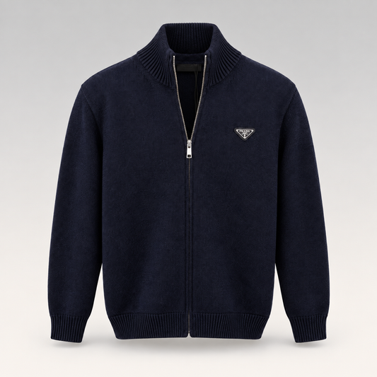 Metal Triangle Logo Zip-Up Cardigan
