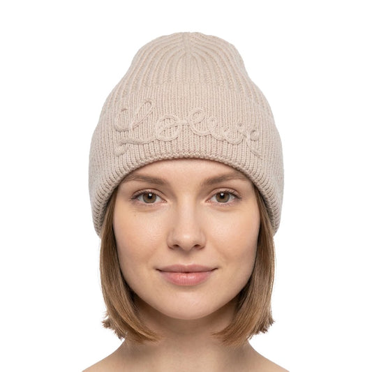 Embroidered Logo Ribbed Knit Beanie
