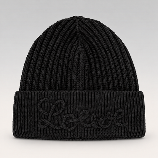 Embroidered Logo Ribbed Knit Beanie