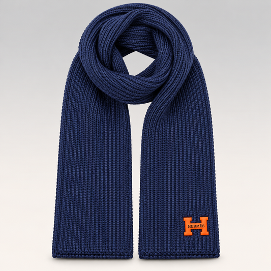 H Logo Ribbed Knit Beanie & Scarf Set