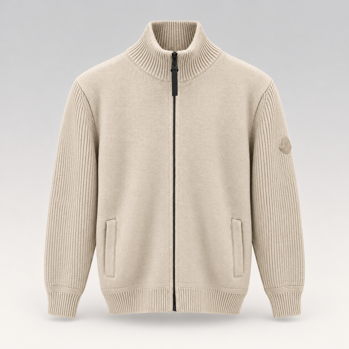Ribbed Knit Zip-Up Cardigan