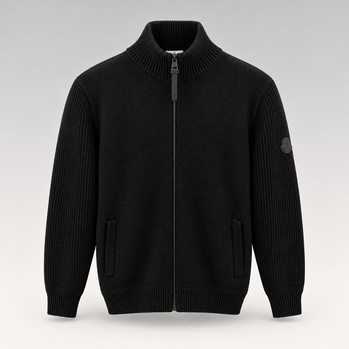 Ribbed Knit Zip-Up Cardigan