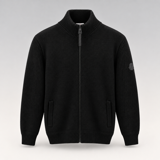 Ribbed Knit Zip-Up Cardigan