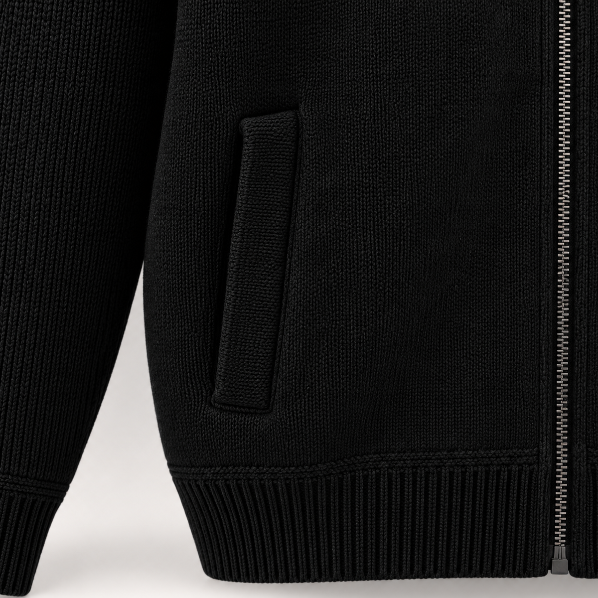 Ribbed Knit Zip-Up Cardigan