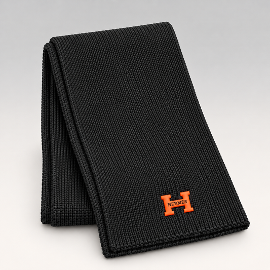 H Logo Ribbed Knit Beanie & Scarf Set