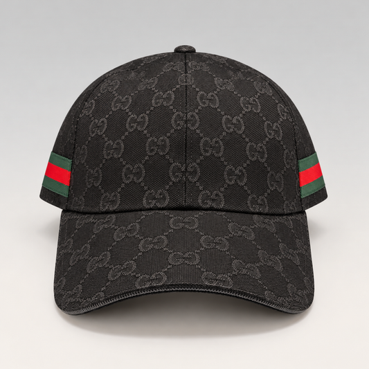 Monogram Cap with Web Stripe Detail