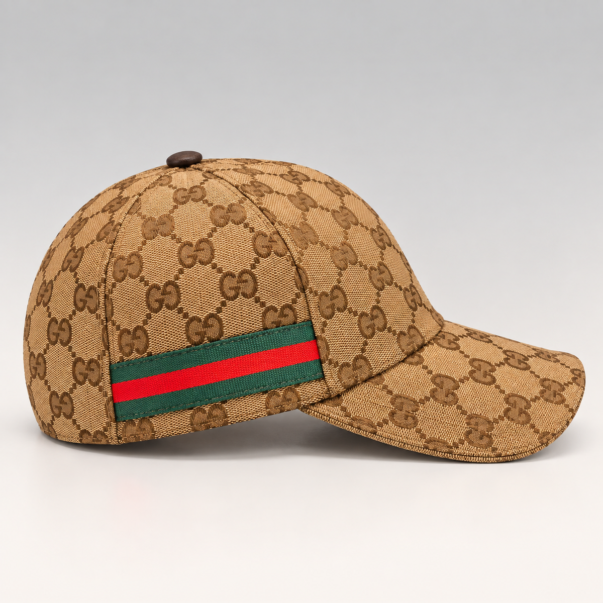 Monogram Cap with Web Stripe Detail