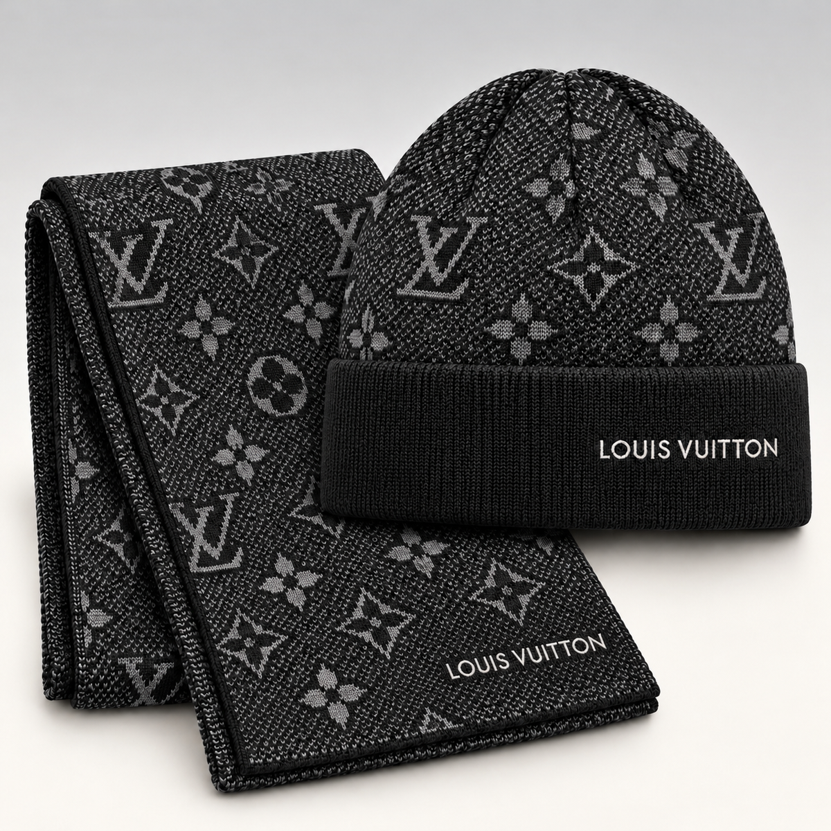 Monogram Knit Beanie & Scarf Set