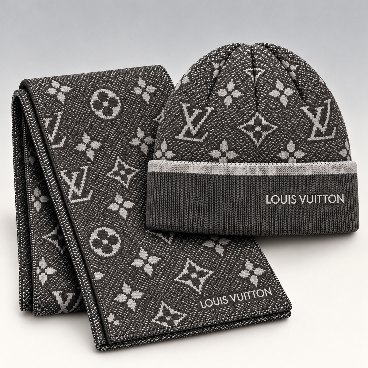 Monogram Knit Beanie & Scarf Set