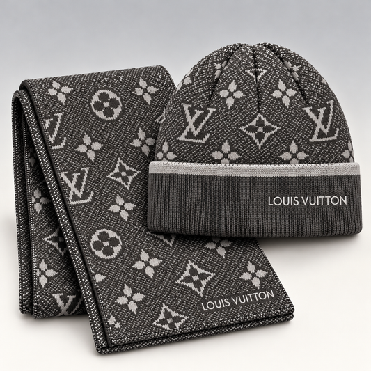 Monogram Knit Beanie & Scarf Set