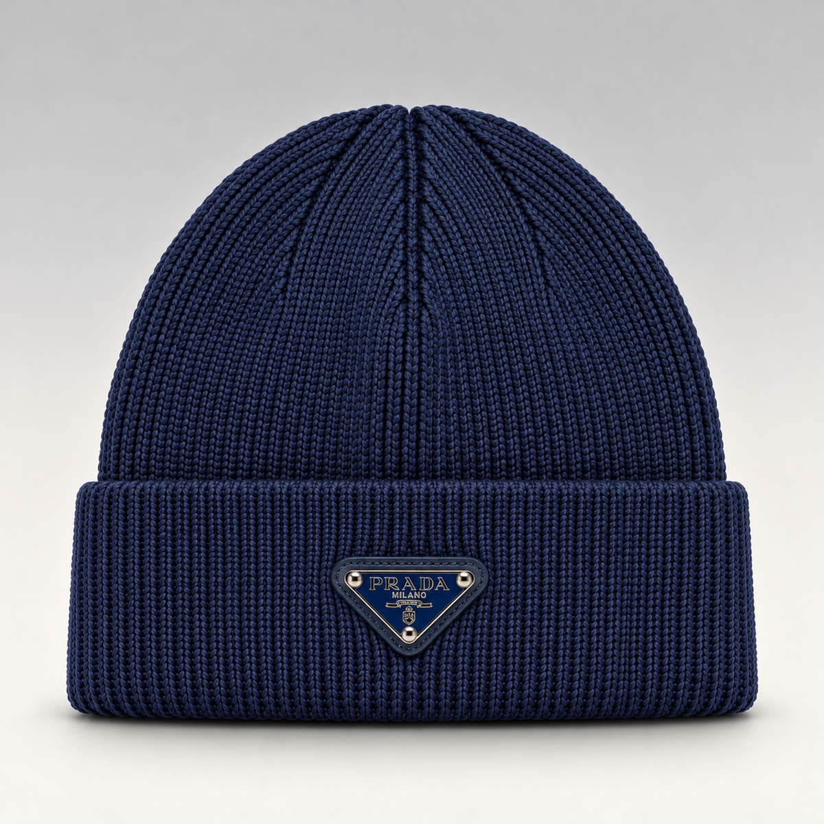 Triangle Logo Ribbed Knit Beanie