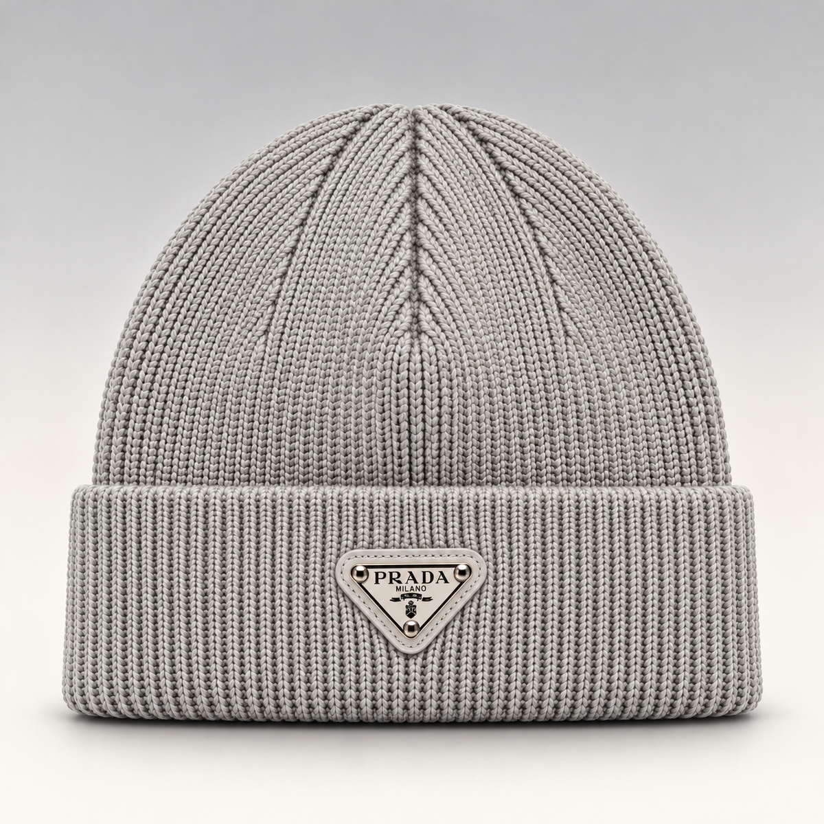 Triangle Logo Ribbed Knit Beanie