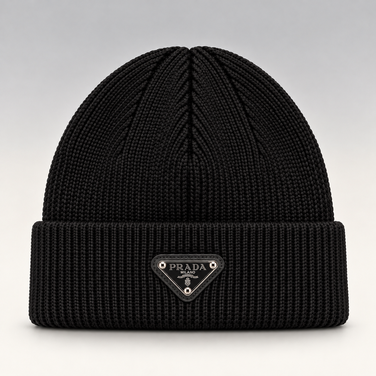 Triangle Logo Ribbed Knit Beanie