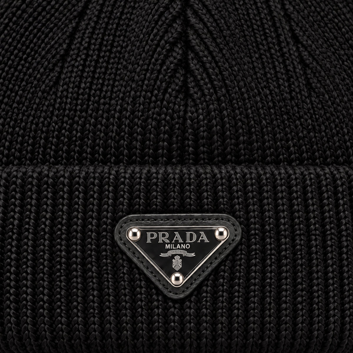Triangle Logo Ribbed Knit Beanie