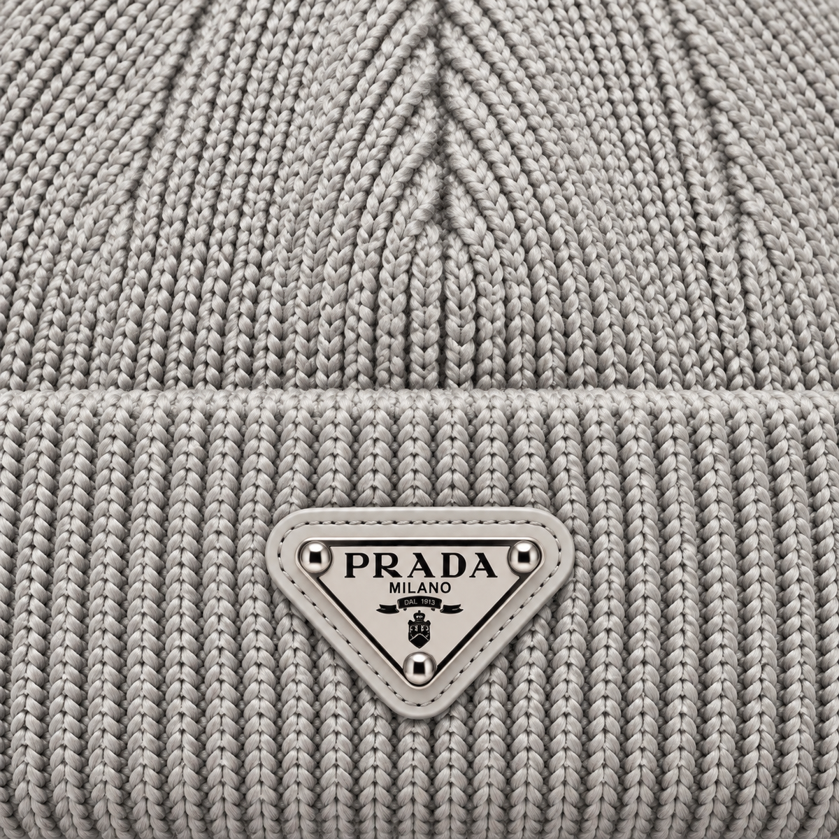 Triangle Logo Ribbed Knit Beanie