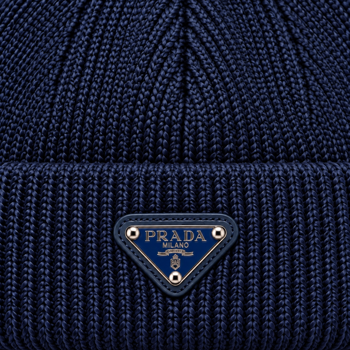 Triangle Logo Ribbed Knit Beanie