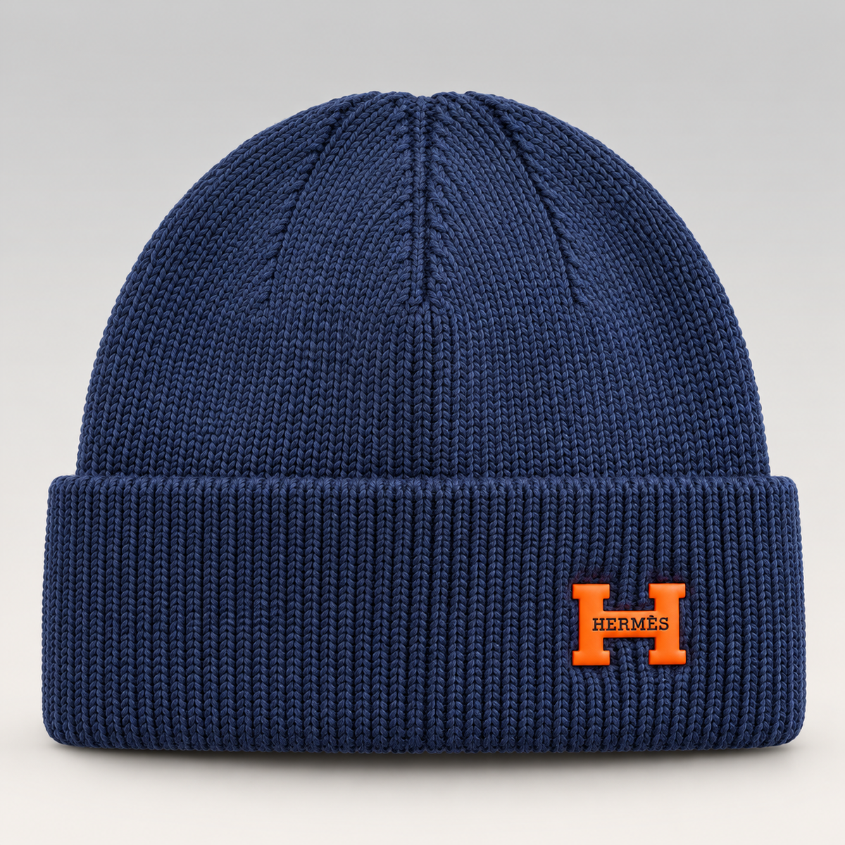 H Logo Ribbed Knit Beanie