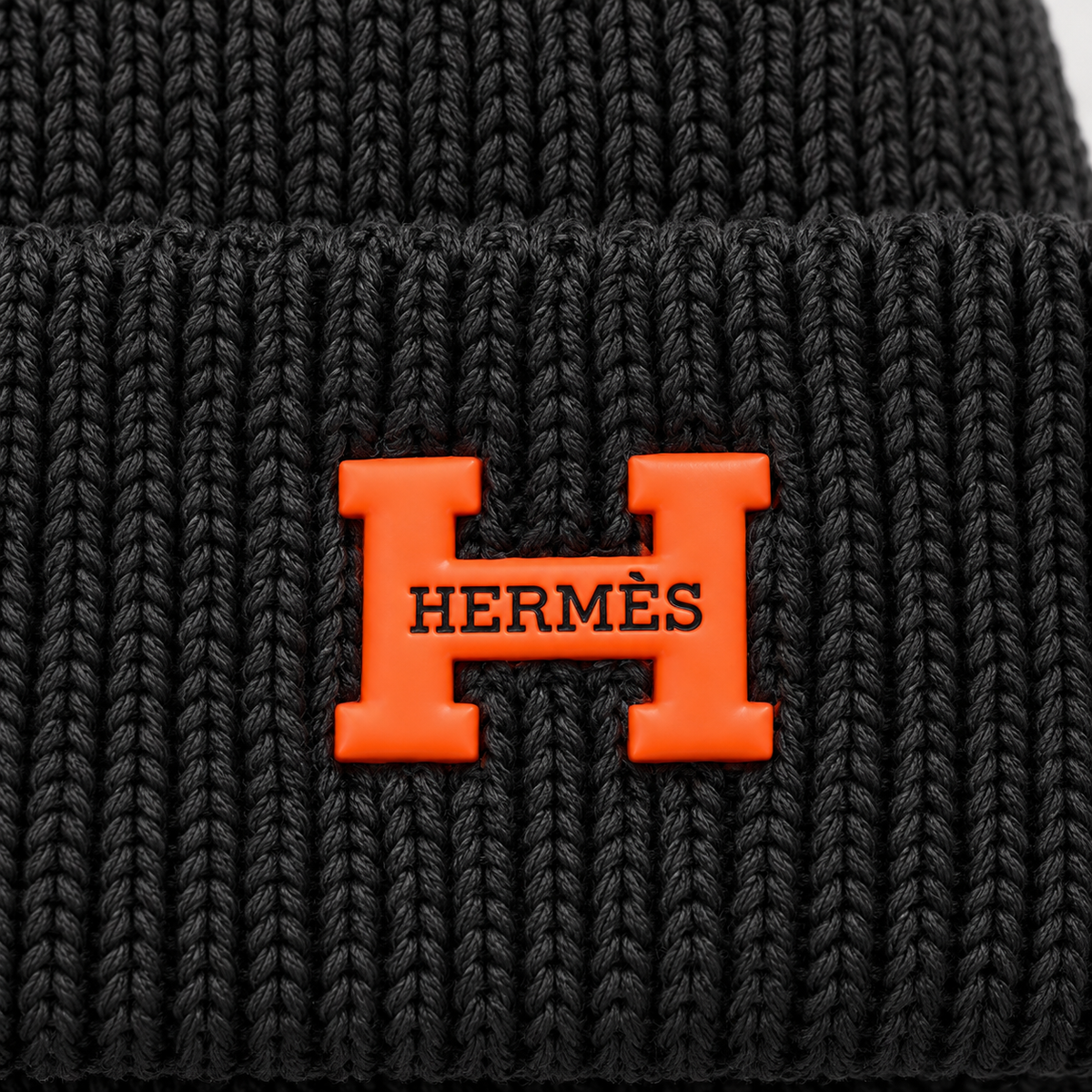 H Logo Ribbed Knit Beanie