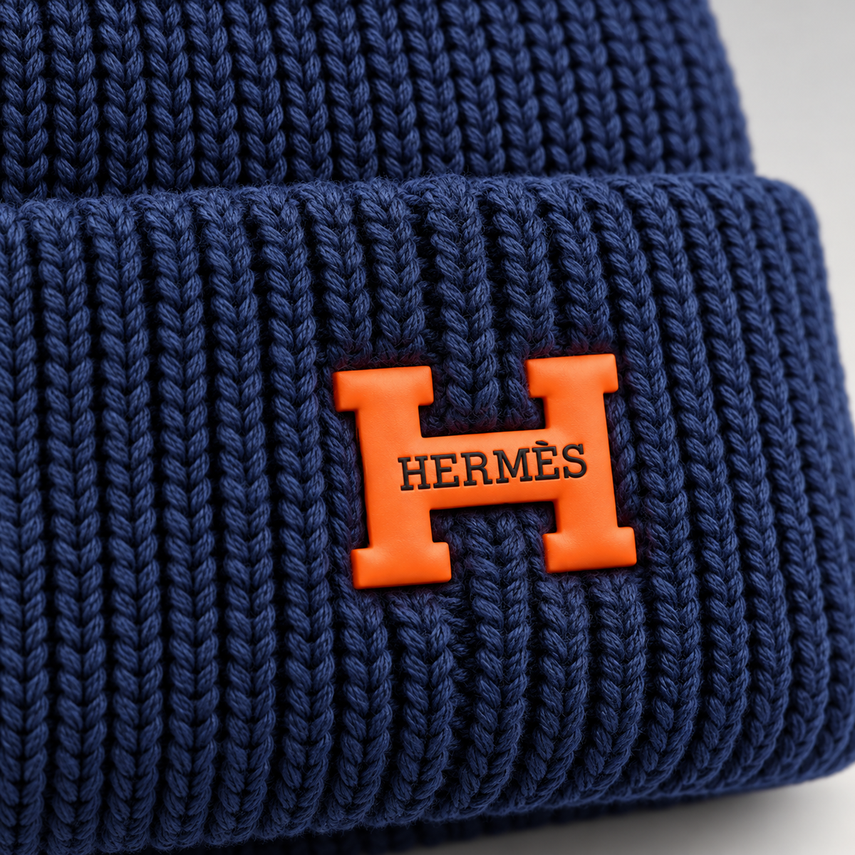 H Logo Ribbed Knit Beanie