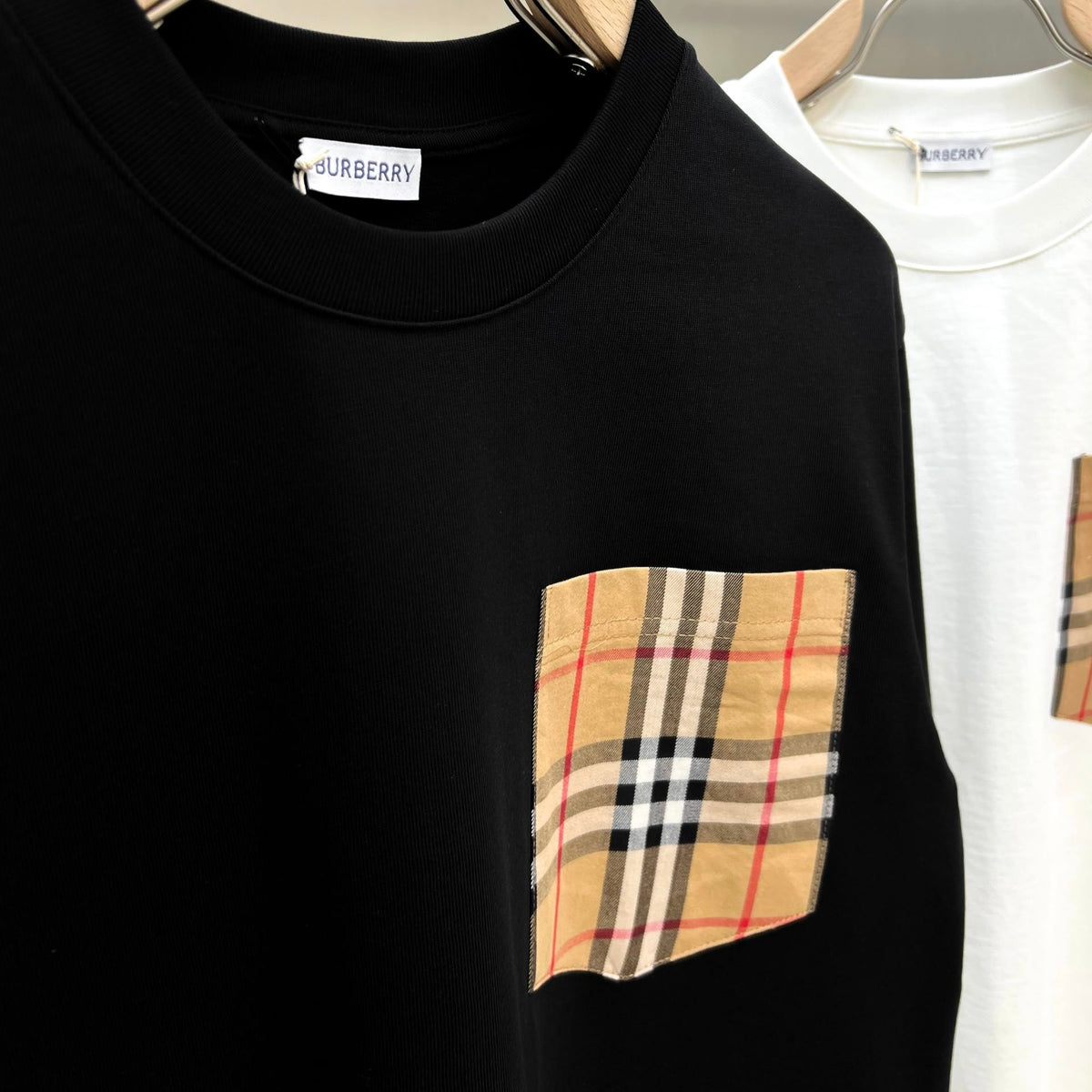 Check Cotton T-shirt with a pocket
