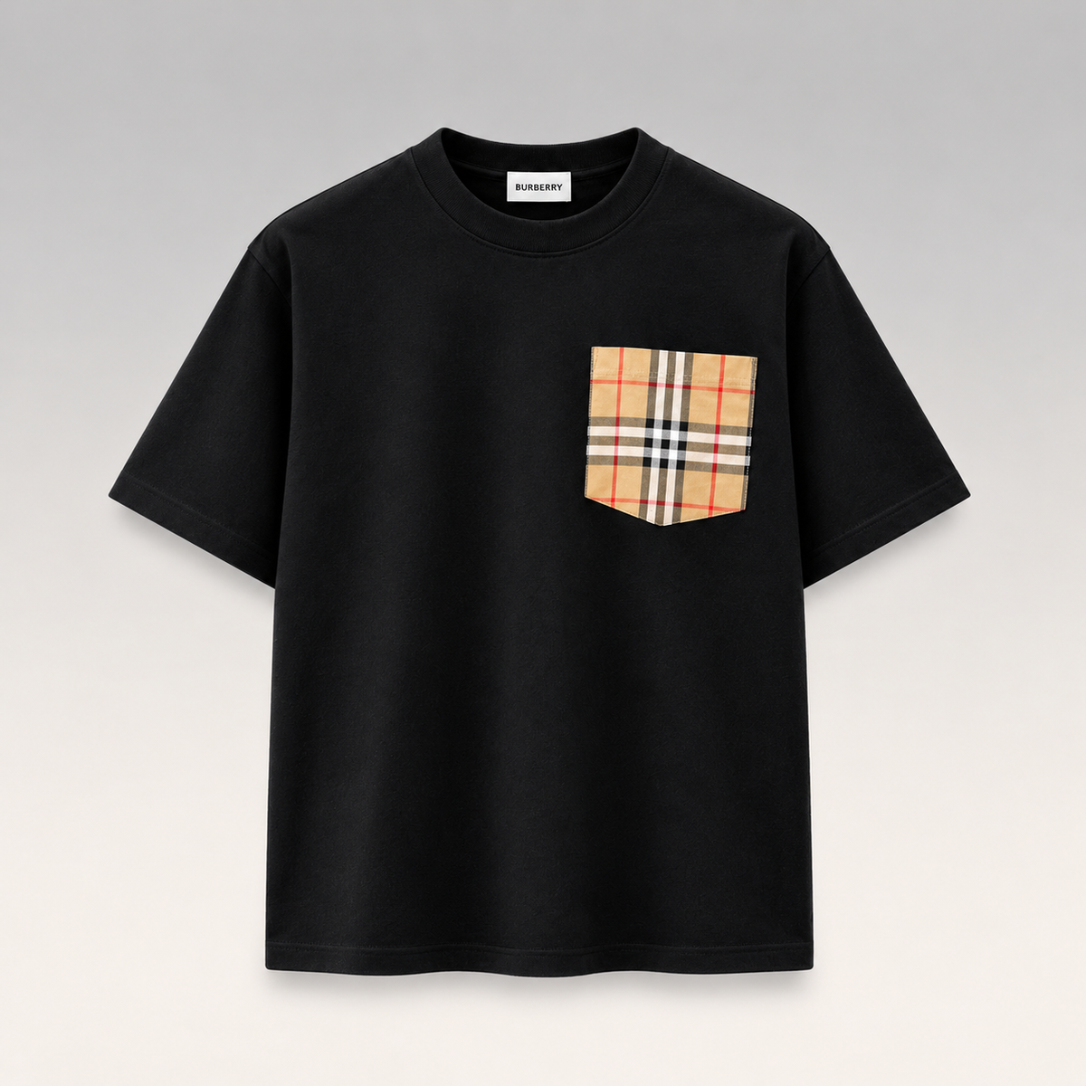 Check Cotton T-shirt with a pocket