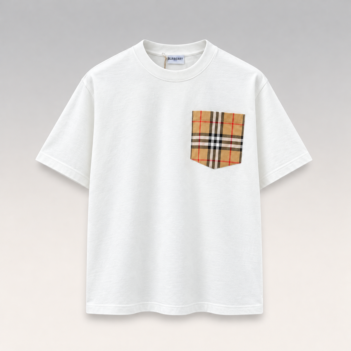 Check Cotton T-shirt with a pocket