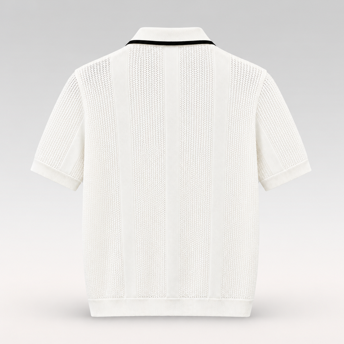 Metal Logo Openwork Knit Polo Shirt